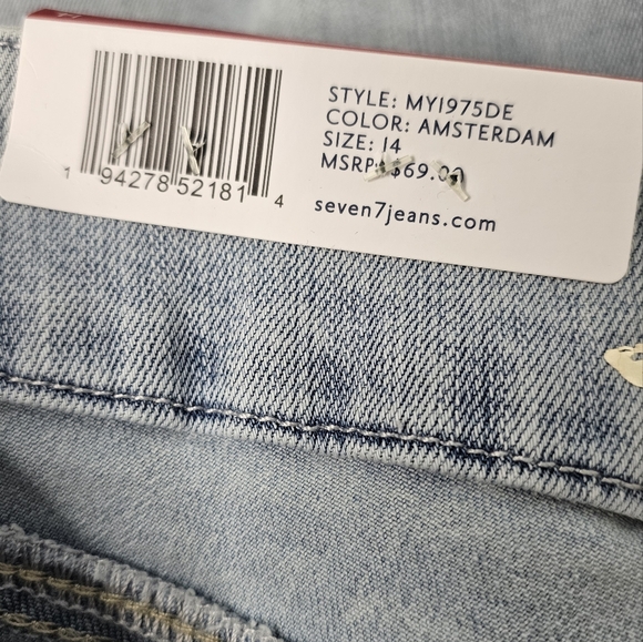 Seven7 Jeans High Rise Tummyless Size 14 Ripped Skinny Jeans Amsterdam Wash - Picture 5 of 6